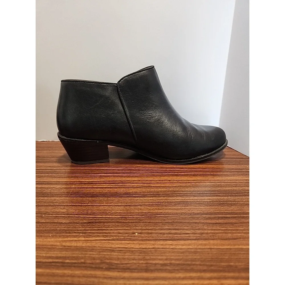 Vionic Jolene Leather Black Ankle Boots US 8 EU 38‎ UK 6
